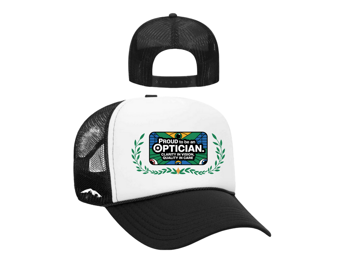 Optician Trucker Hat – Proud to Be an Optician | Clarity in Vision, Quality in Care | Eye Care Professional Gift