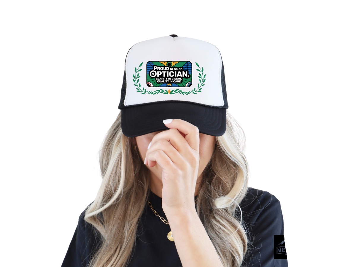 Optician Trucker Hat – Proud to Be an Optician | Clarity in Vision, Quality in Care | Eye Care Professional Gift