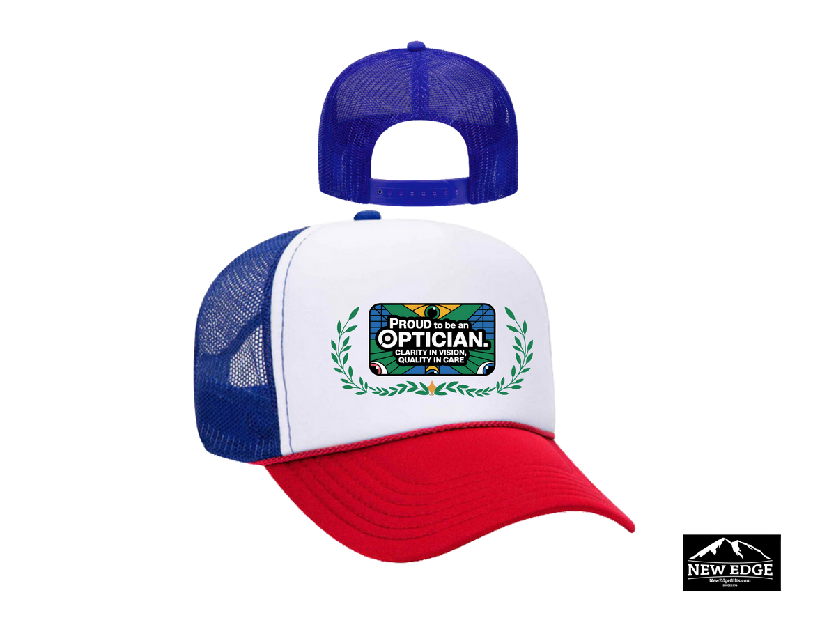 Optician Trucker Hat – Proud to Be an Optician | Clarity in Vision, Quality in Care | Eye Care Professional Gift