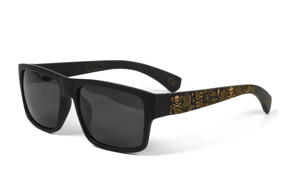 NEW EDGE EYEWEAR QUE - PAISLEY SKULL ENGRAVED WOOD SUNGLASSES