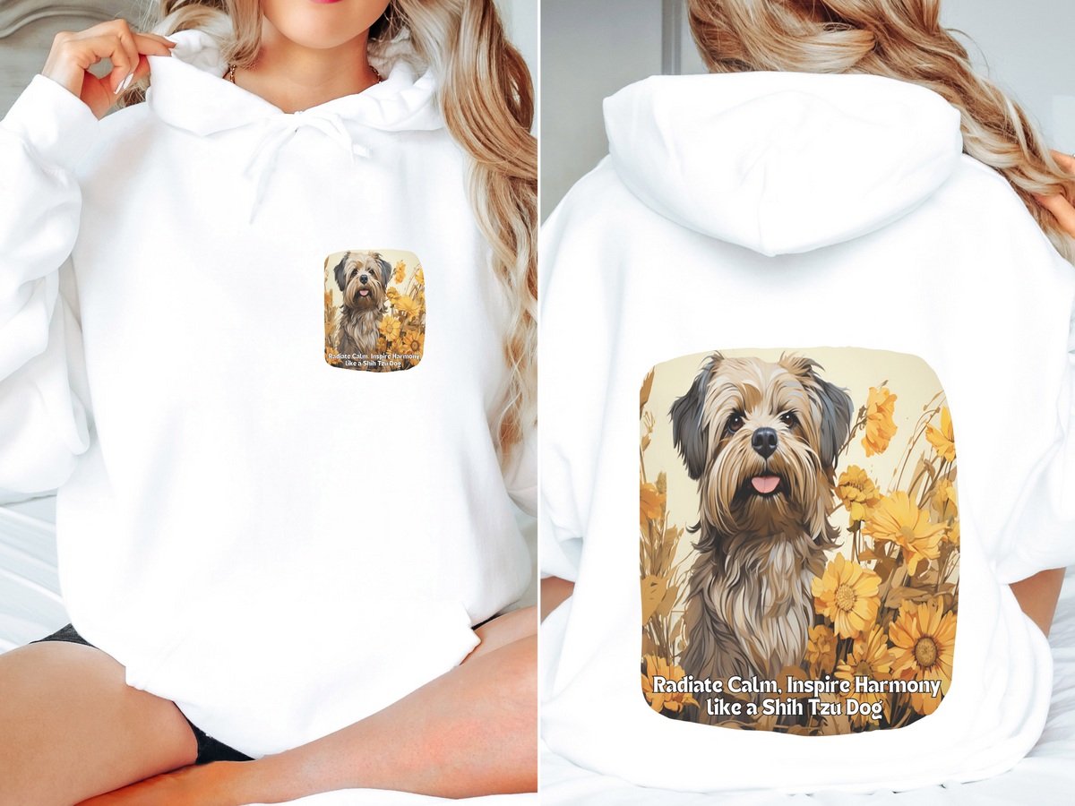 Shih Tzu Sunflower Hoodie – Radiate Calm, Inspire Harmony – Zen Unisex Dog Lover Pullover
