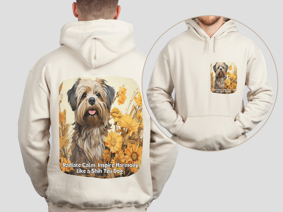 Shih Tzu Sunflower Hoodie – Radiate Calm, Inspire Harmony – Zen Unisex Dog Lover Pullover