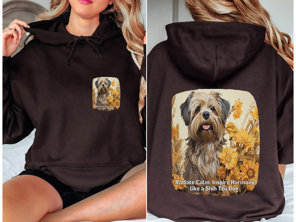Shih Tzu Sunflower Hoodie – Radiate Calm, Inspire Harmony – Zen Unisex Dog Lover Pullover
