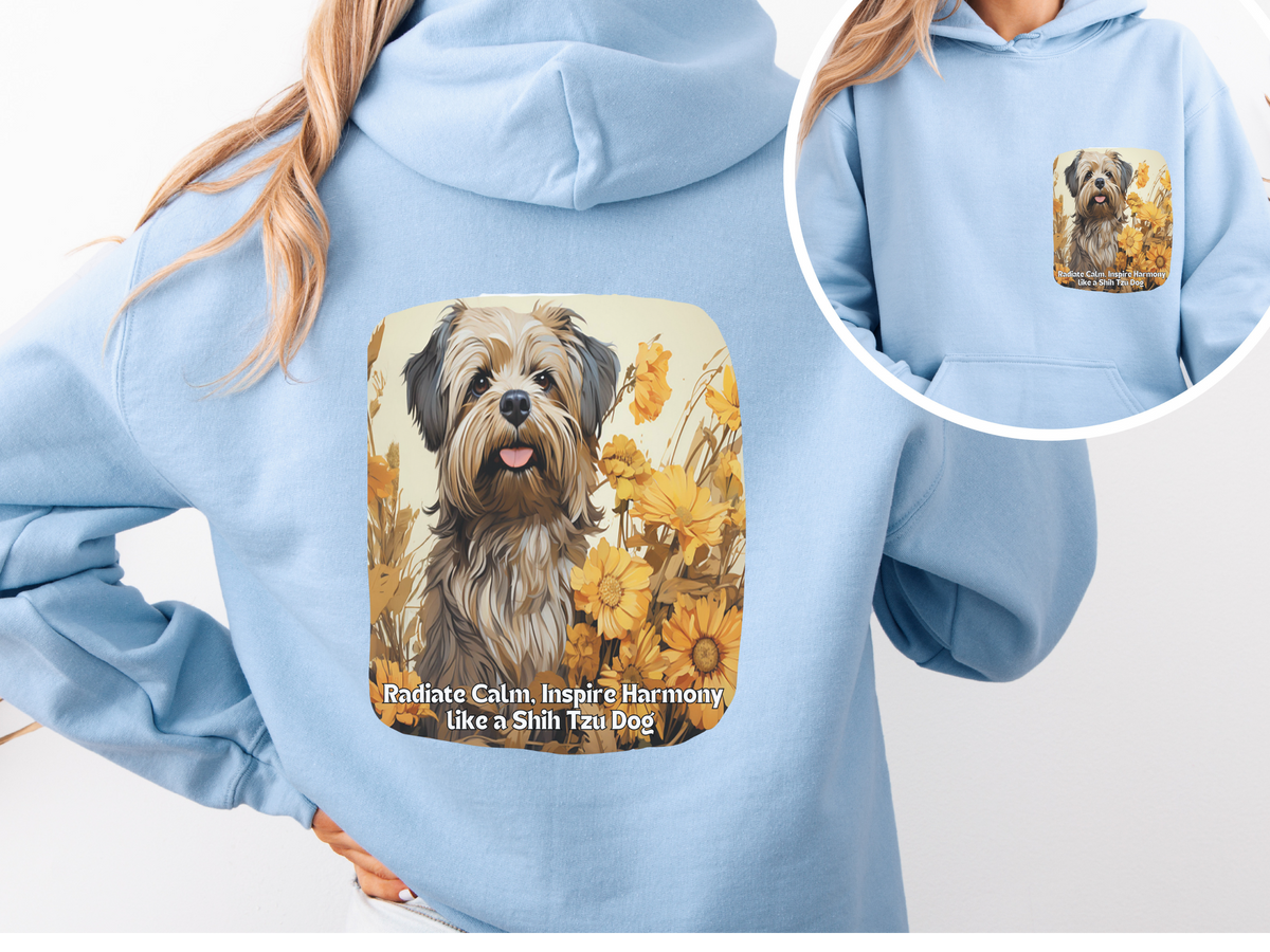 Shih Tzu Sunflower Hoodie – Radiate Calm, Inspire Harmony – Zen Unisex Dog Lover Pullover