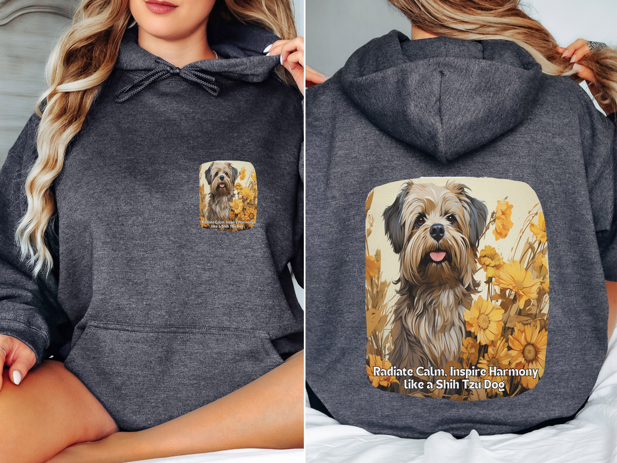 Shih Tzu Sunflower Hoodie – Radiate Calm, Inspire Harmony – Zen Unisex Dog Lover Pullover