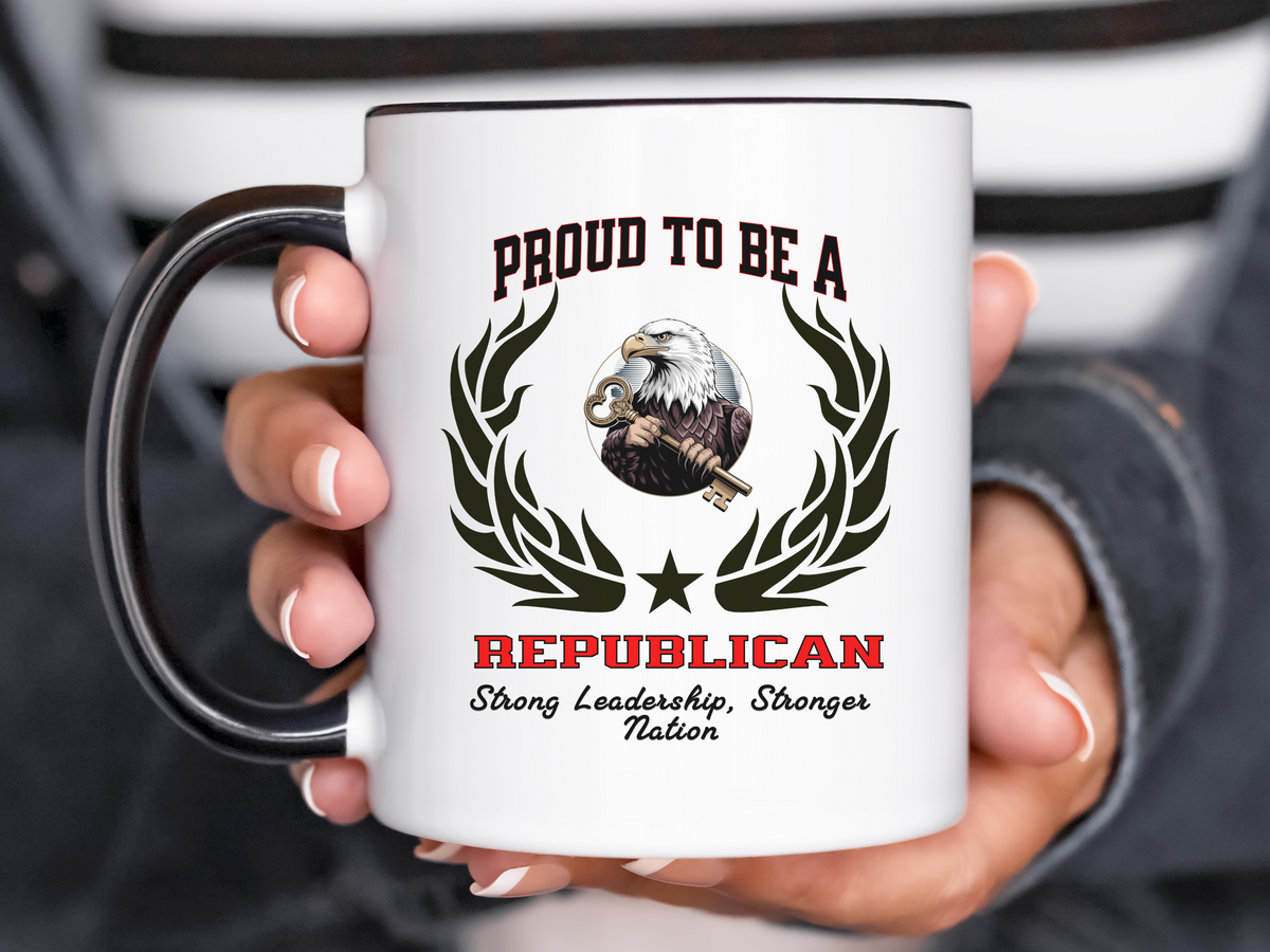 PROUD TO BE A REPUBLICAN Accent Coffee Mug – “Strong Leadership, Stronger Nation” – Patriotic Conservative Gift by New Edge Gifts and Novelties