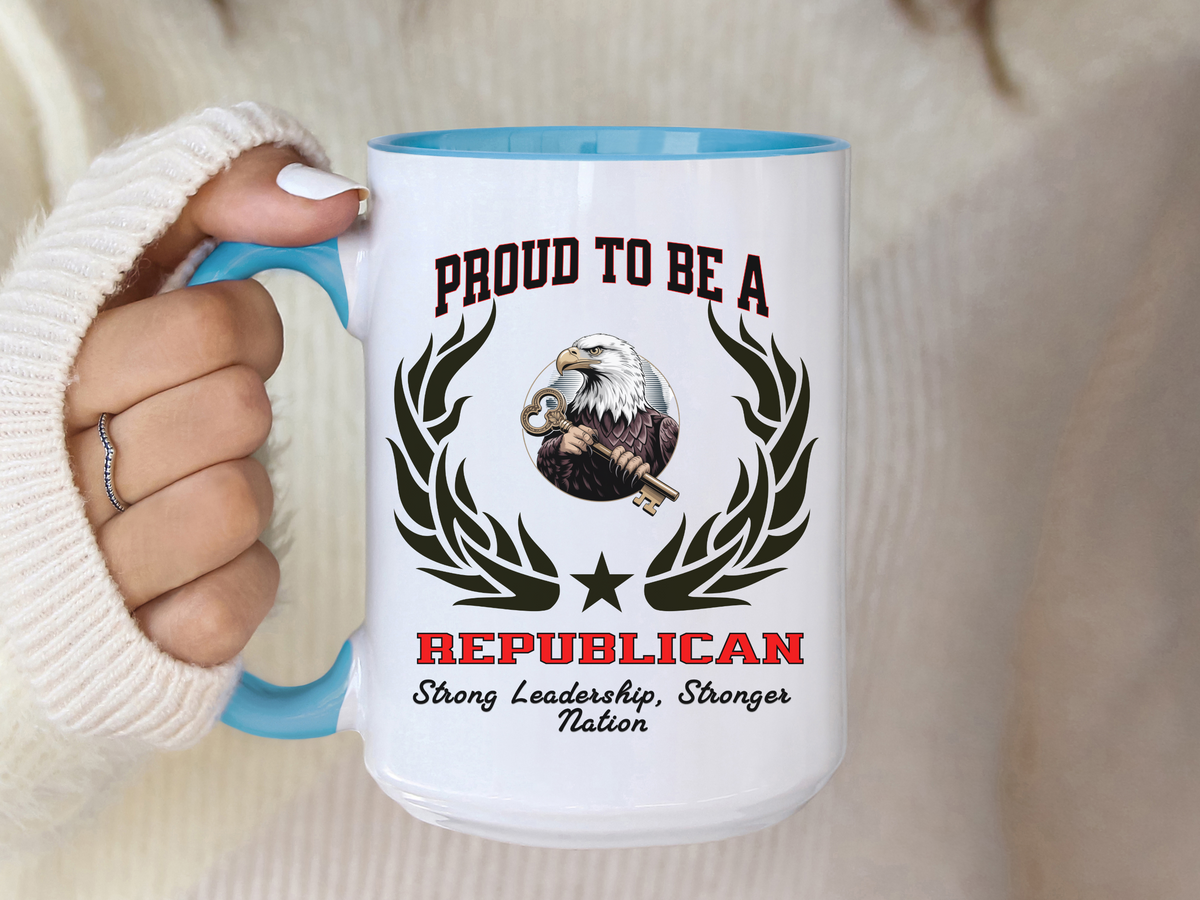 PROUD TO BE A REPUBLICAN Accent Coffee Mug – “Strong Leadership, Stronger Nation” – Patriotic Conservative Gift by New Edge Gifts and Novelties