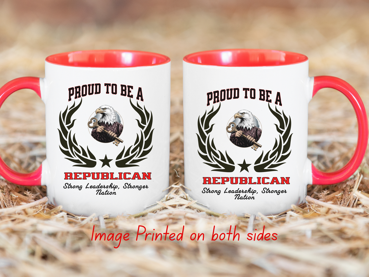 PROUD TO BE A REPUBLICAN Accent Coffee Mug – “Strong Leadership, Stronger Nation” – Patriotic Conservative Gift by New Edge Gifts and Novelties
