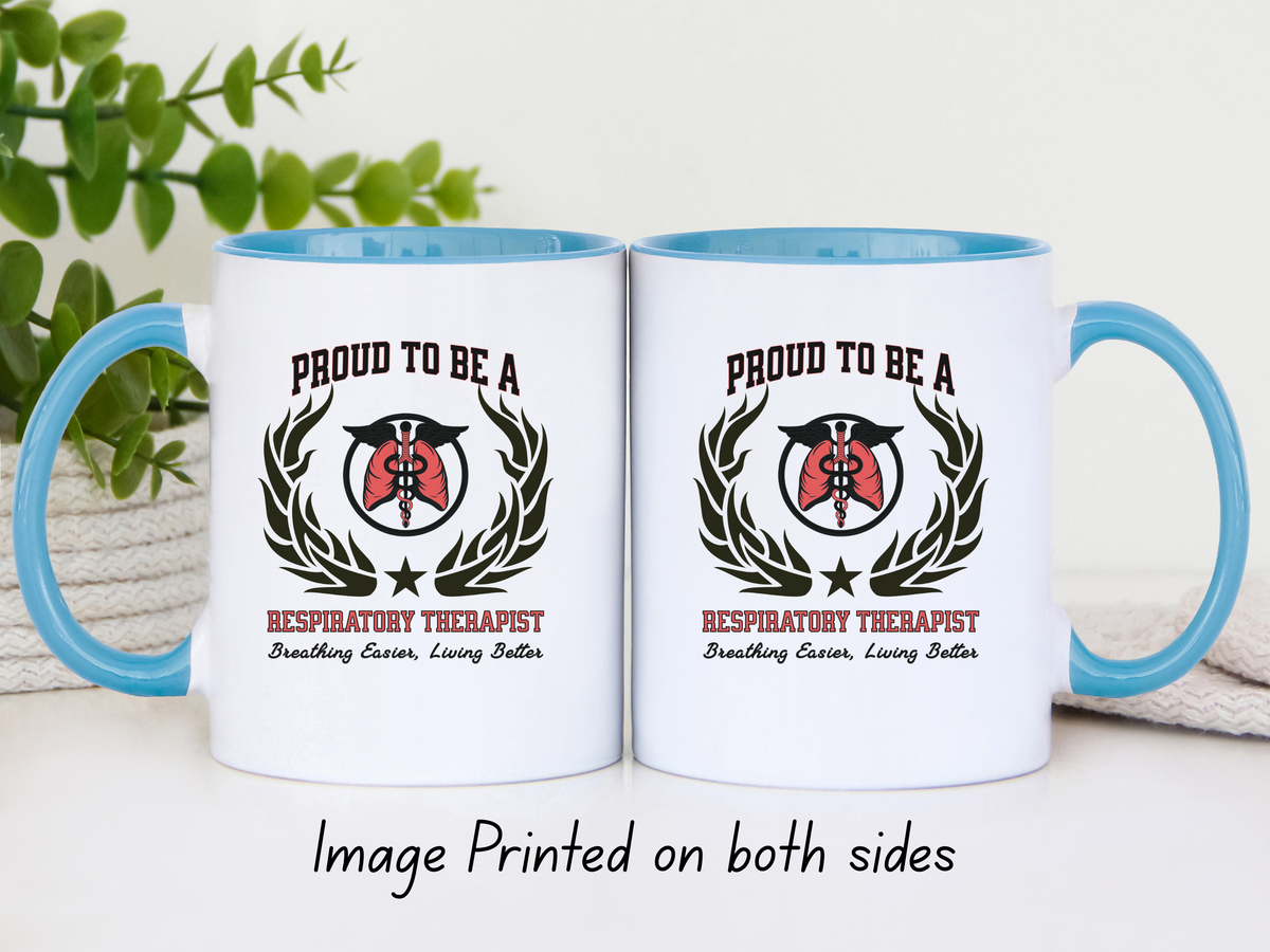 Proud to Be a Respiratory Therapist Accent Coffee Mug – “Breathing Easier, Living Better” – Healthcare Hero Gift by New Edge Gifts and Novelties