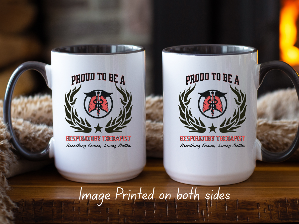 Proud to Be a Respiratory Therapist Accent Coffee Mug – “Breathing Easier, Living Better” – Healthcare Hero Gift by New Edge Gifts and Novelties