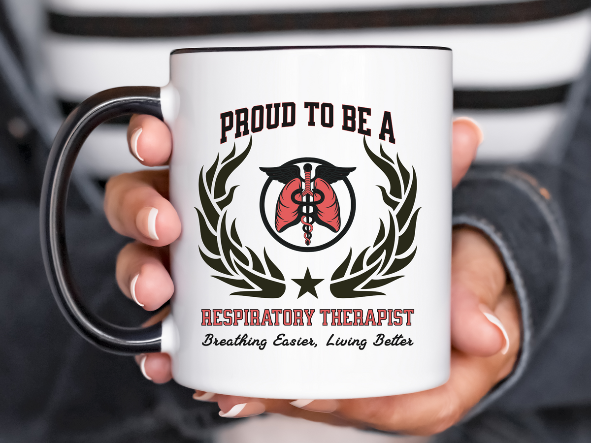 Proud to Be a Respiratory Therapist Accent Coffee Mug – “Breathing Easier, Living Better” – Healthcare Hero Gift by New Edge Gifts and Novelties