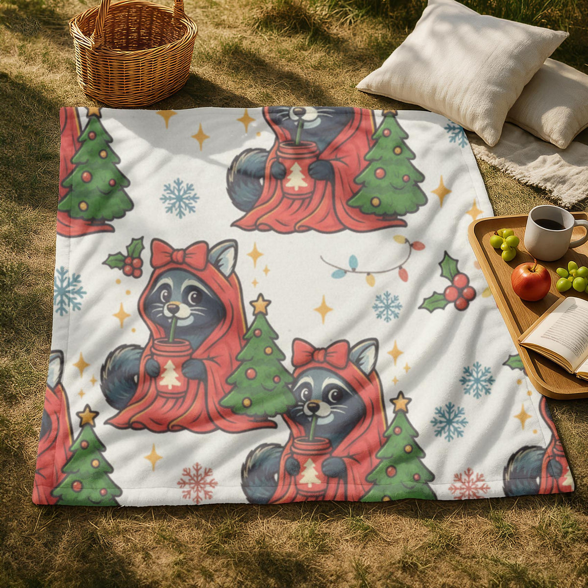 Velveteen Creepin’ It Cozy Raccoon Halloween Blanket – Cute Spooky Fall Throw