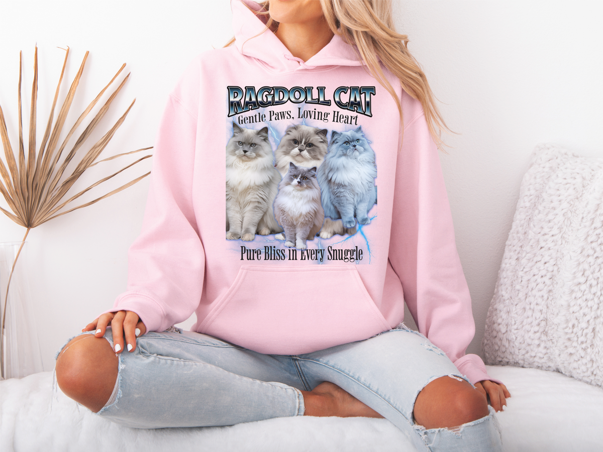 Ragdoll Cat Hoodie – Unisex Bootleg Collage Sweatshirt | Gentle Paws, Loving Heart