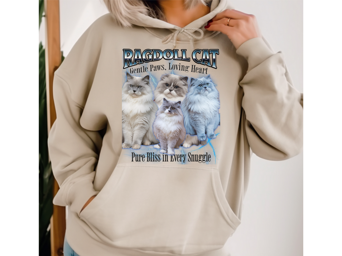Ragdoll Cat Hoodie – Unisex Bootleg Collage Sweatshirt | Gentle Paws, Loving Heart