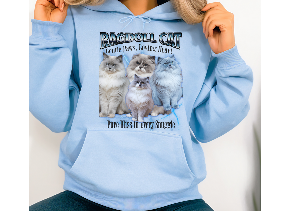 Ragdoll Cat Hoodie – Unisex Bootleg Collage Sweatshirt | Gentle Paws, Loving Heart