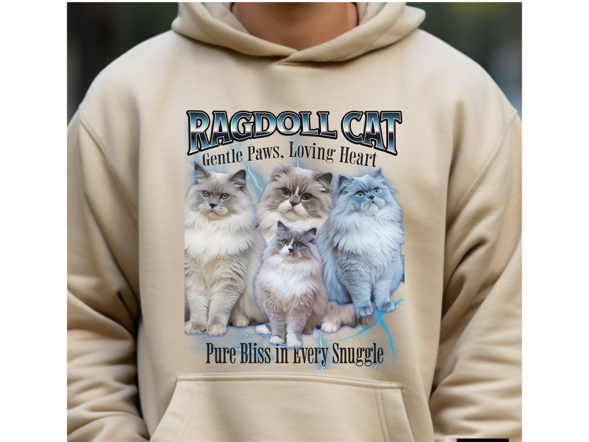 Ragdoll Cat Hoodie – Unisex Bootleg Collage Sweatshirt | Gentle Paws, Loving Heart