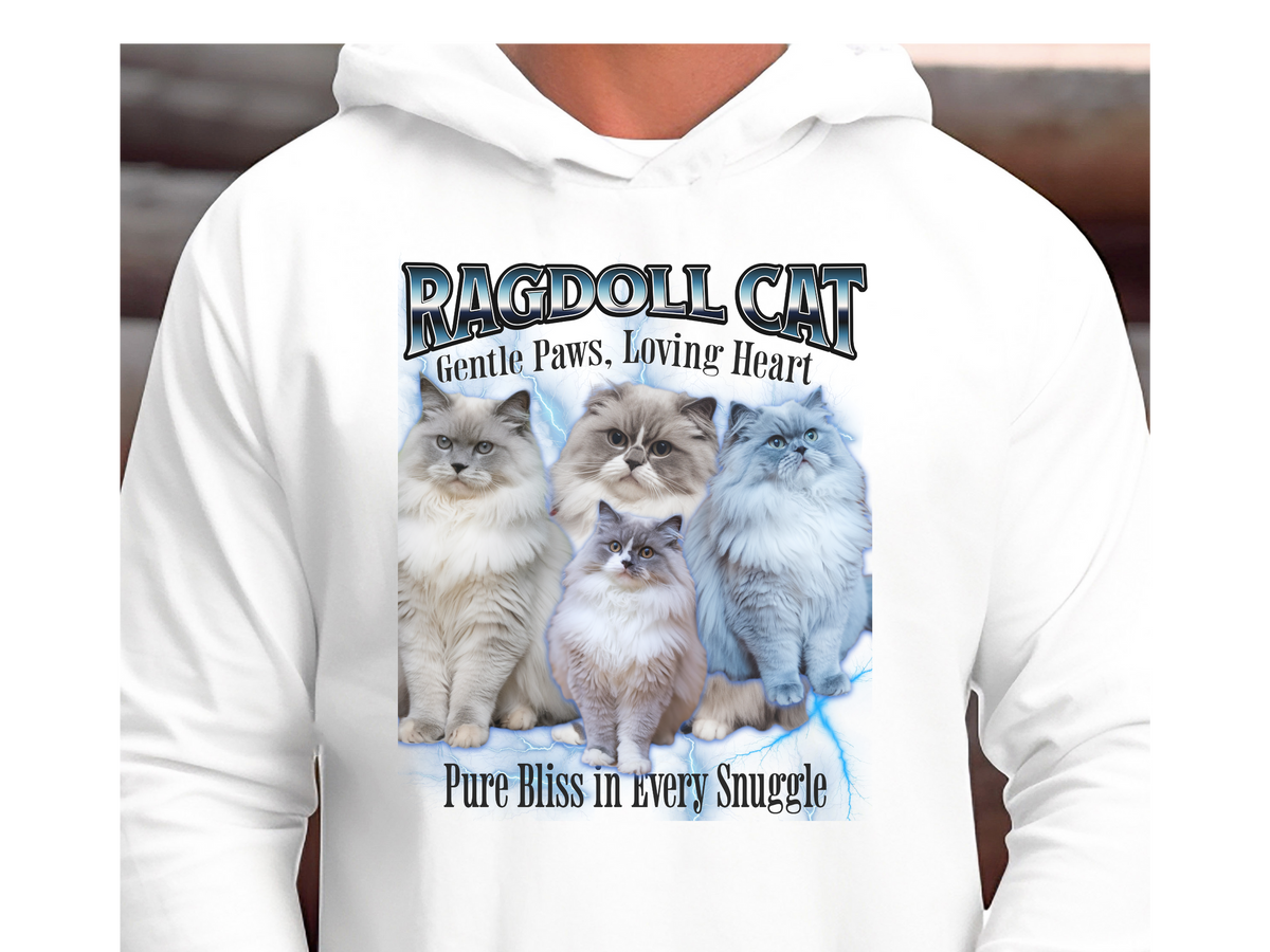 Ragdoll Cat Hoodie – Unisex Bootleg Collage Sweatshirt | Gentle Paws, Loving Heart
