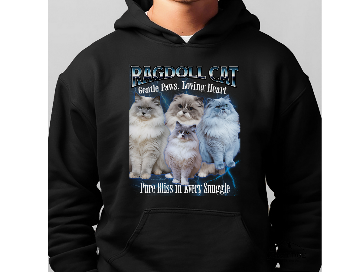Ragdoll Cat Hoodie – Unisex Bootleg Collage Sweatshirt | Gentle Paws, Loving Heart