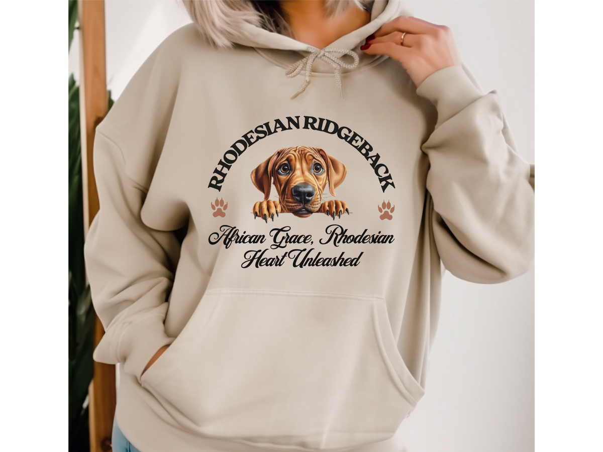 Rhodesian Ridgeback Dog Hoodie – "African Grace, Rhodesian Heart Unleashed" | Unisex Cozy & Stylish Hoodie for Noble Dogs
