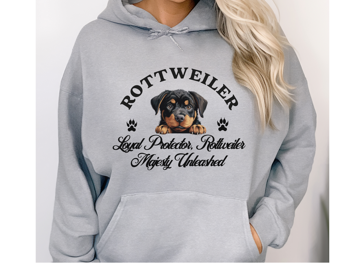 Rottweiler Dog Hoodie – "Loyal Protector, Rottweiler Majesty Unleashed" | Unisex Cozy Hoodie for Powerful Pups