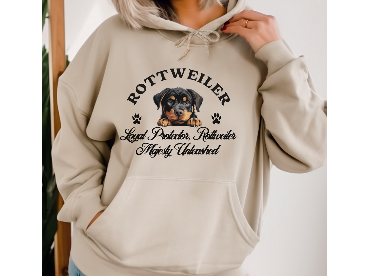 Rottweiler Dog Hoodie – "Loyal Protector, Rottweiler Majesty Unleashed" | Unisex Cozy Hoodie for Powerful Pups