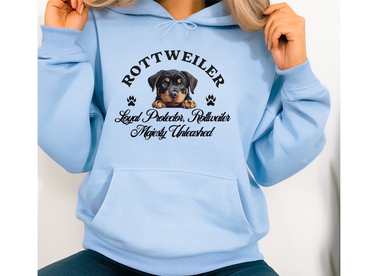 Rottweiler Dog Hoodie – "Loyal Protector, Rottweiler Majesty Unleashed" | Unisex Cozy Hoodie for Powerful Pups