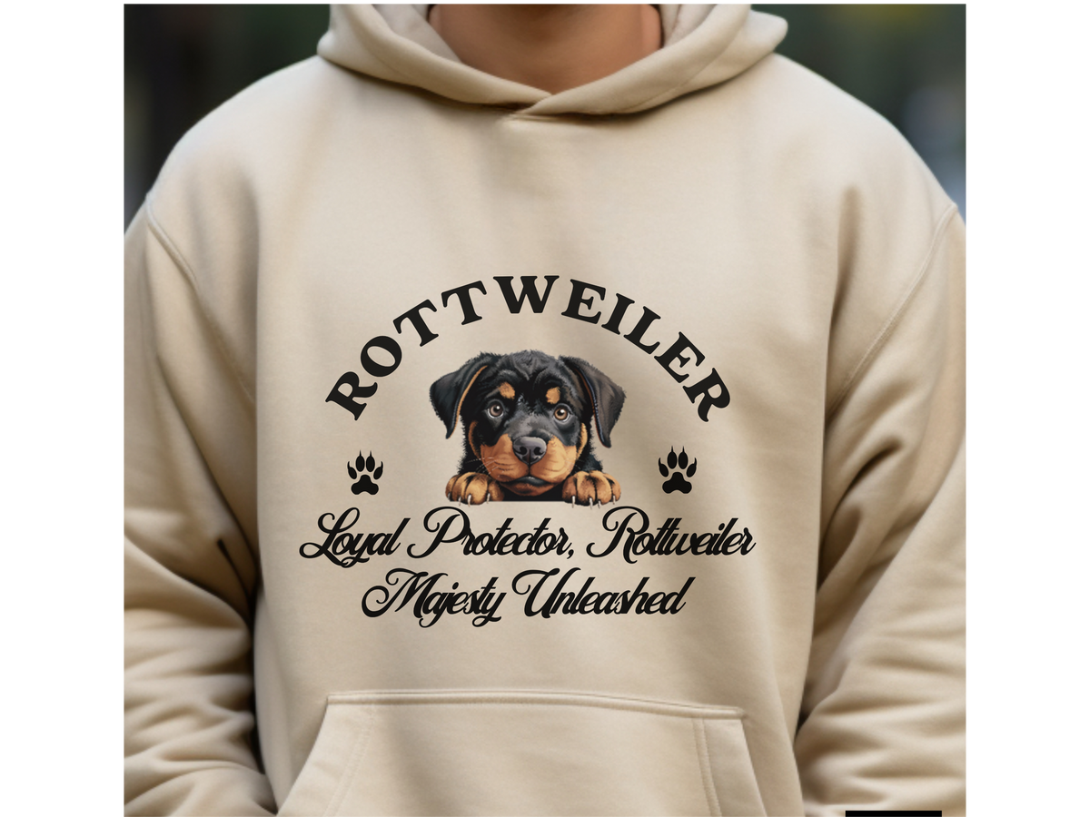 Rottweiler Dog Hoodie – "Loyal Protector, Rottweiler Majesty Unleashed" | Unisex Cozy Hoodie for Powerful Pups