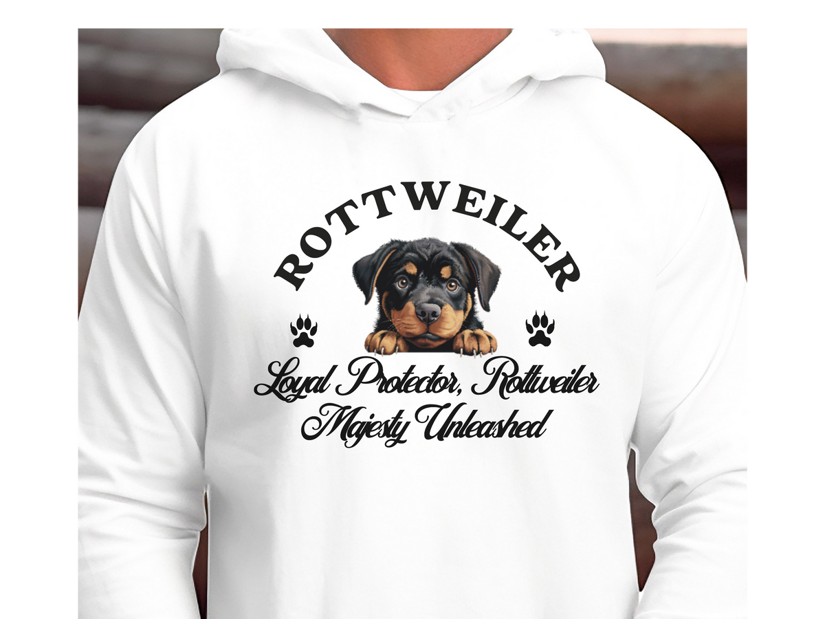 Rottweiler Dog Hoodie – "Loyal Protector, Rottweiler Majesty Unleashed" | Unisex Cozy Hoodie for Powerful Pups