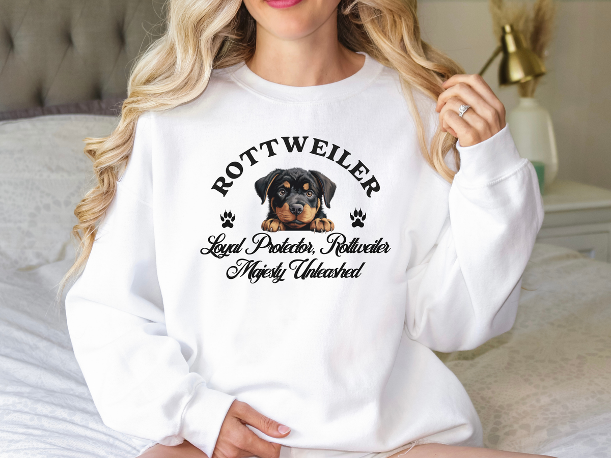 Rottweiler Sweatshirt – Loyal Protector, Rottweiler Majesty Unleashed – Unisex Dog Lover Apparel