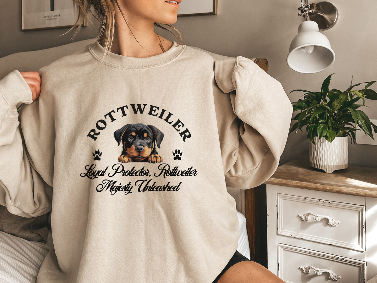 Rottweiler Sweatshirt – Loyal Protector, Rottweiler Majesty Unleashed – Unisex Dog Lover Apparel