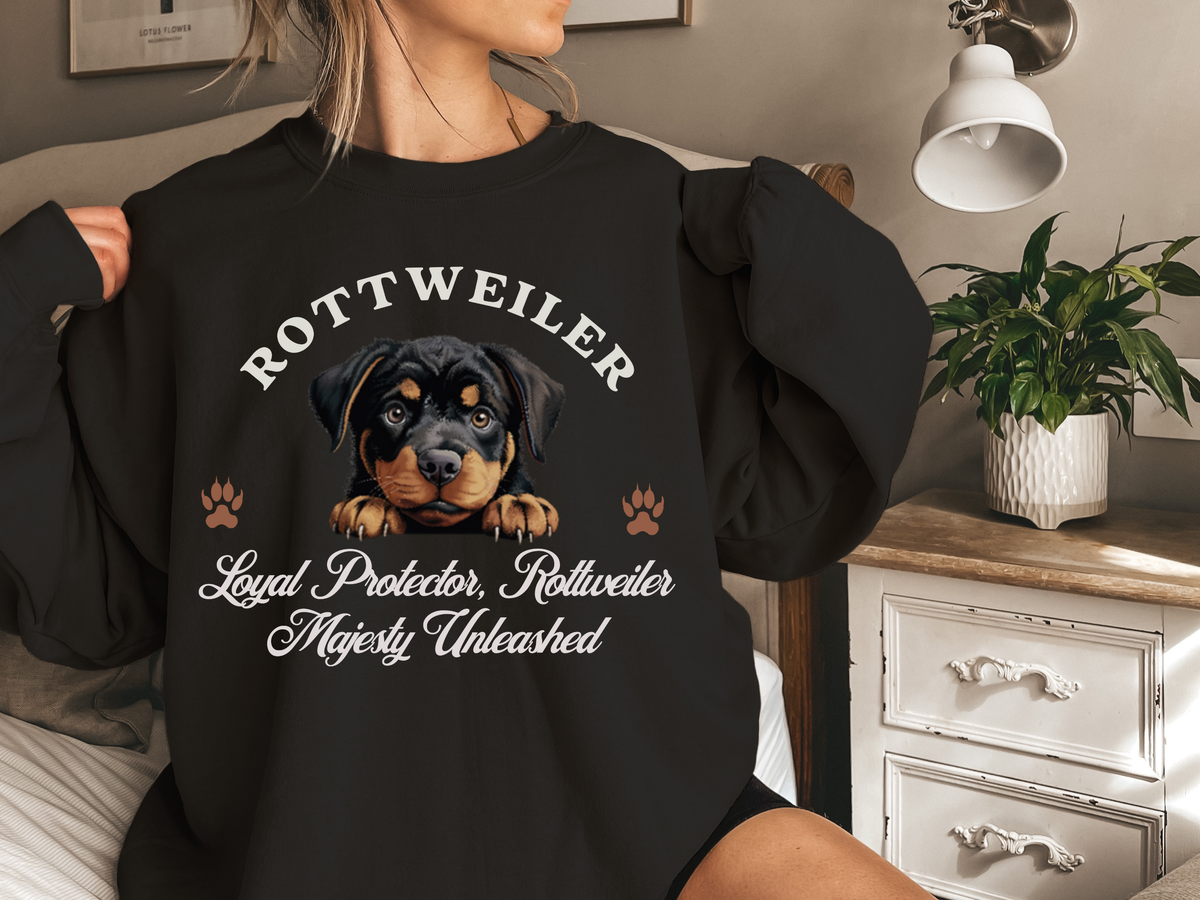 Rottweiler Sweatshirt – Loyal Protector, Rottweiler Majesty Unleashed – Unisex Dog Lover Apparel