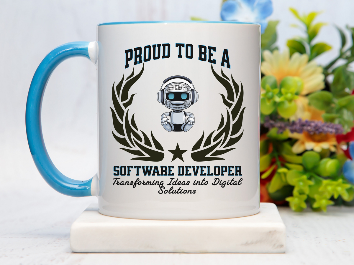 Proud to Be a Software Developer Accent Coffee Mug – “Transforming Ideas into Digital Solutions” – Tech Gift by New Edge Gifts and Novelties