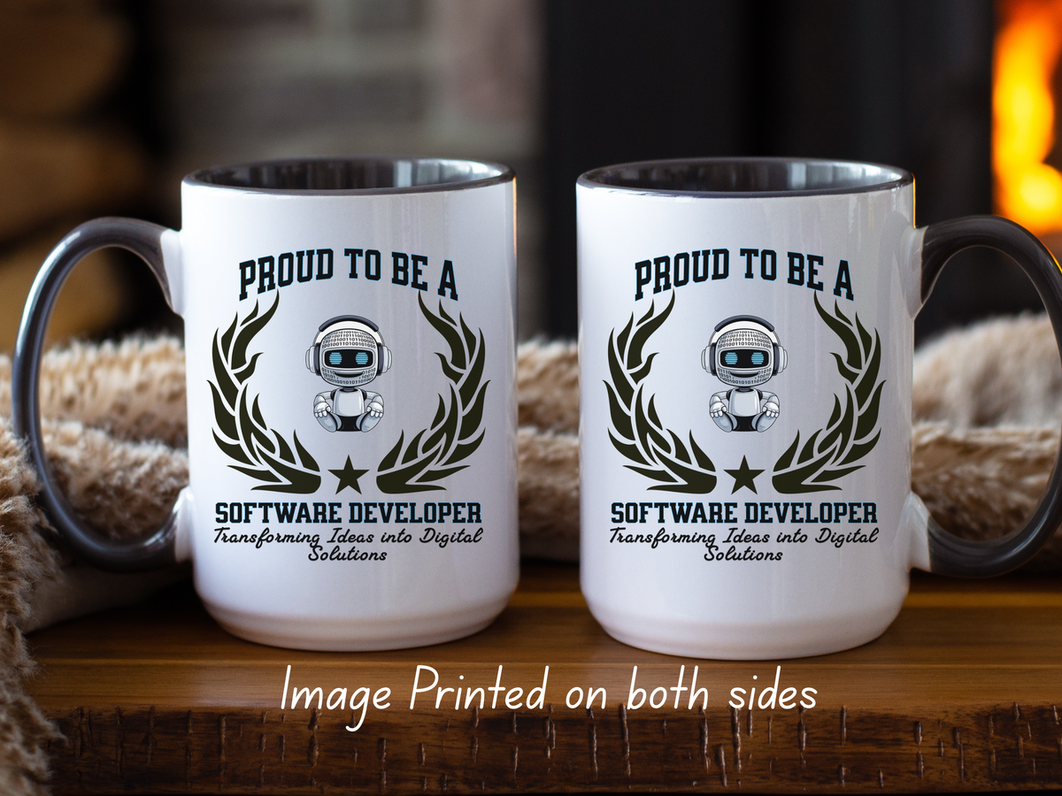 Proud to Be a Software Developer Accent Coffee Mug – “Transforming Ideas into Digital Solutions” – Tech Gift by New Edge Gifts and Novelties
