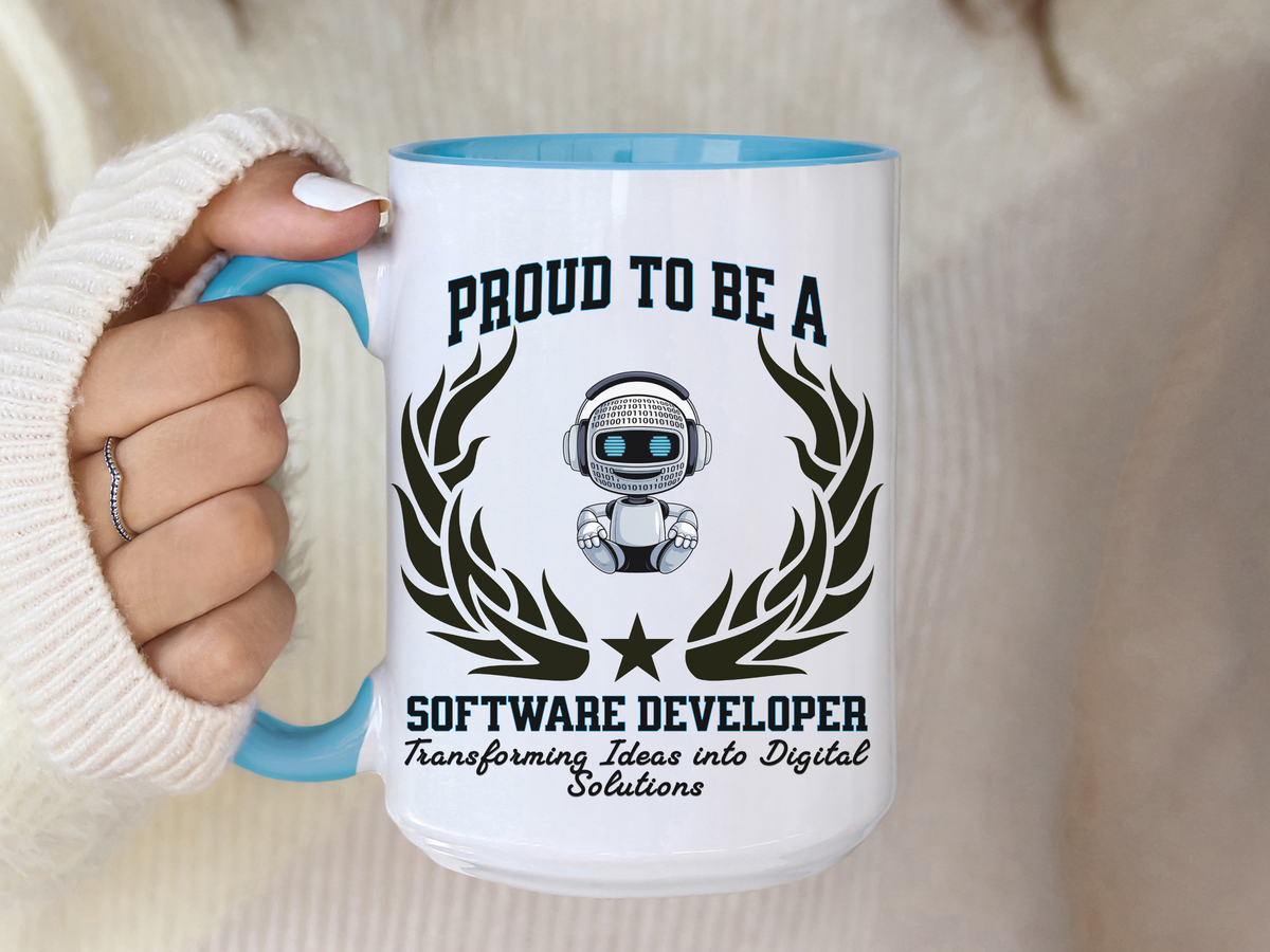 Proud to Be a Software Developer Accent Coffee Mug – “Transforming Ideas into Digital Solutions” – Tech Gift by New Edge Gifts and Novelties