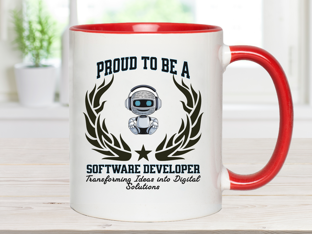 Proud to Be a Software Developer Accent Coffee Mug – “Transforming Ideas into Digital Solutions” – Tech Gift by New Edge Gifts and Novelties