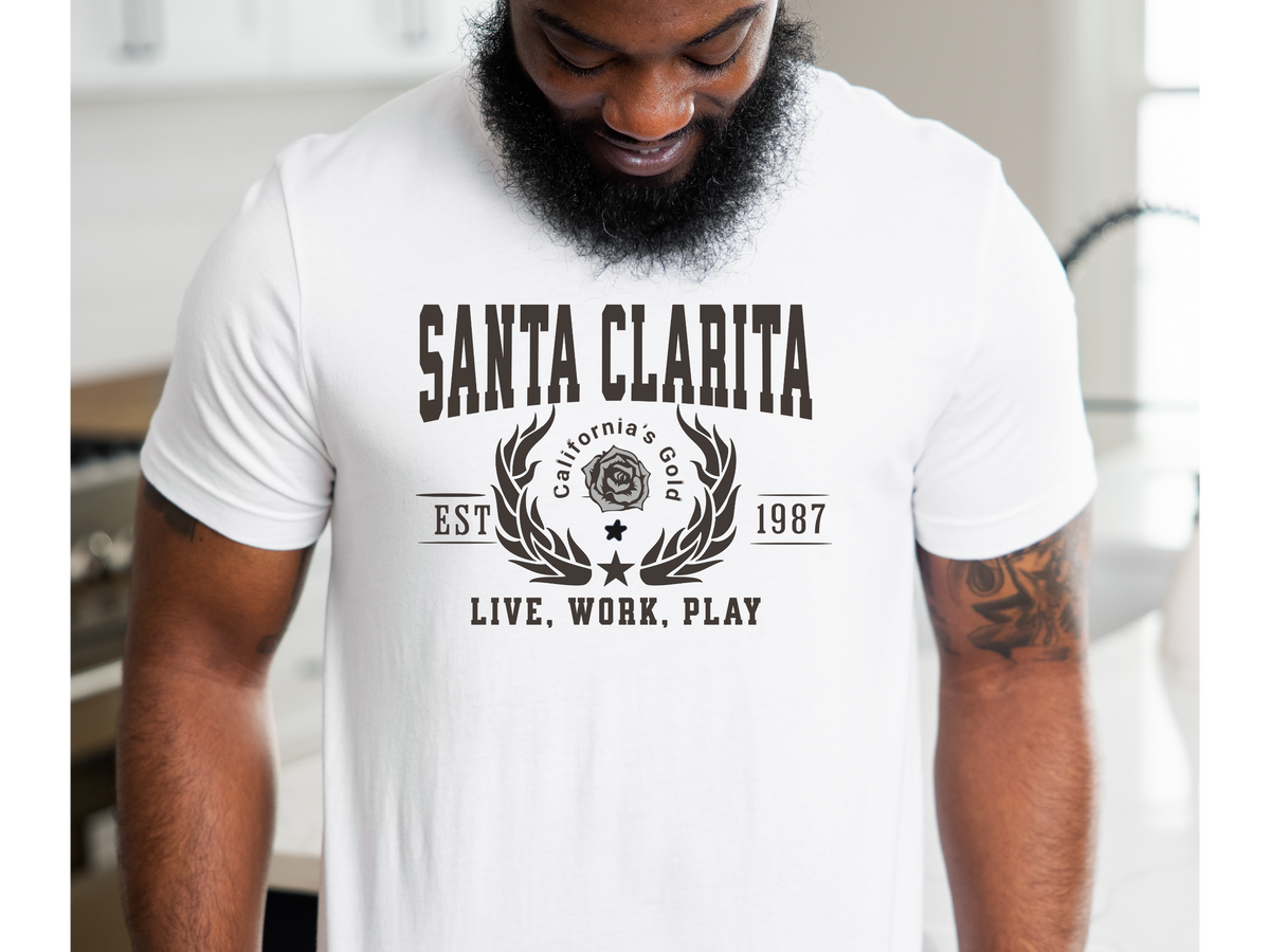 Santa Clarita Legacy T-Shirt – "Live, Work, Play" | California Lifestyle Unisex Tee