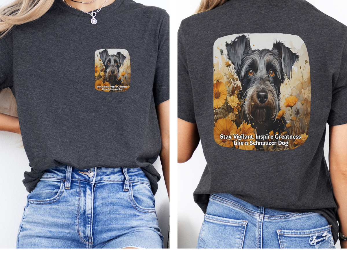 Sunflower Schnauzer Dog T-Shirt – Stay Vigilant & Inspire Greatness | Unisex Tee