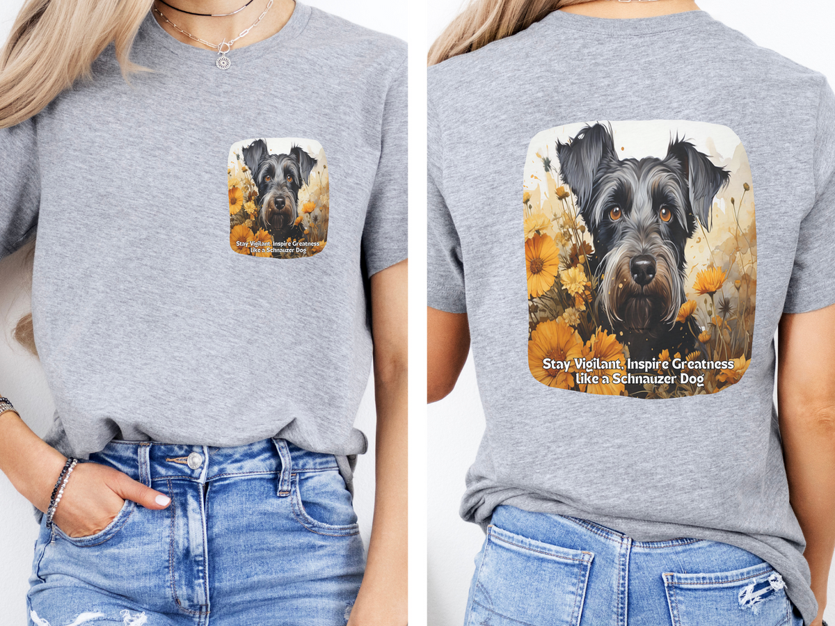 Sunflower Schnauzer Dog T-Shirt – Stay Vigilant & Inspire Greatness | Unisex Tee