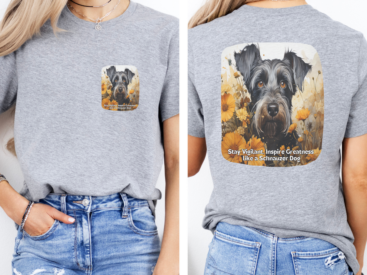Sunflower Schnauzer Dog T-Shirt – Stay Vigilant & Inspire Greatness | Unisex Tee