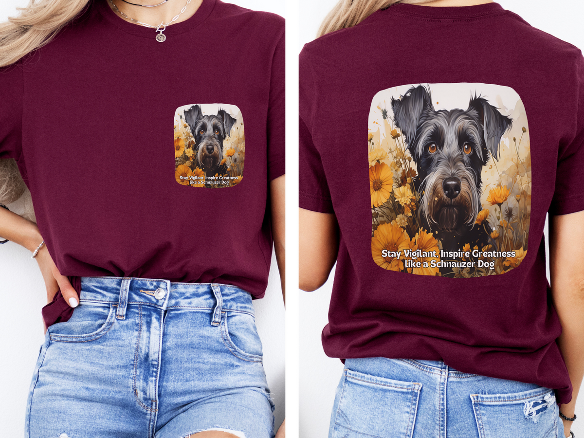 Sunflower Schnauzer Dog T-Shirt – Stay Vigilant & Inspire Greatness | Unisex Tee