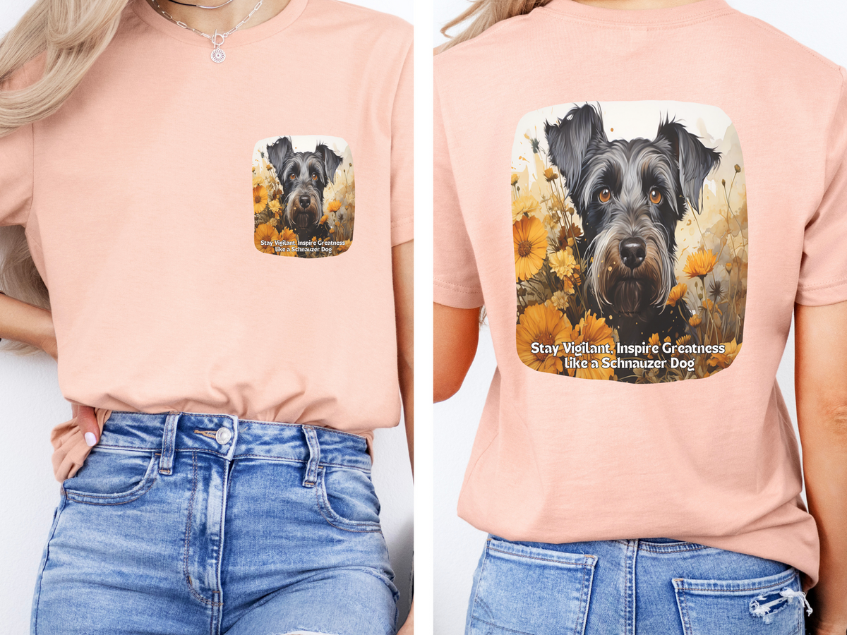 Sunflower Schnauzer Dog T-Shirt – Stay Vigilant & Inspire Greatness | Unisex Tee