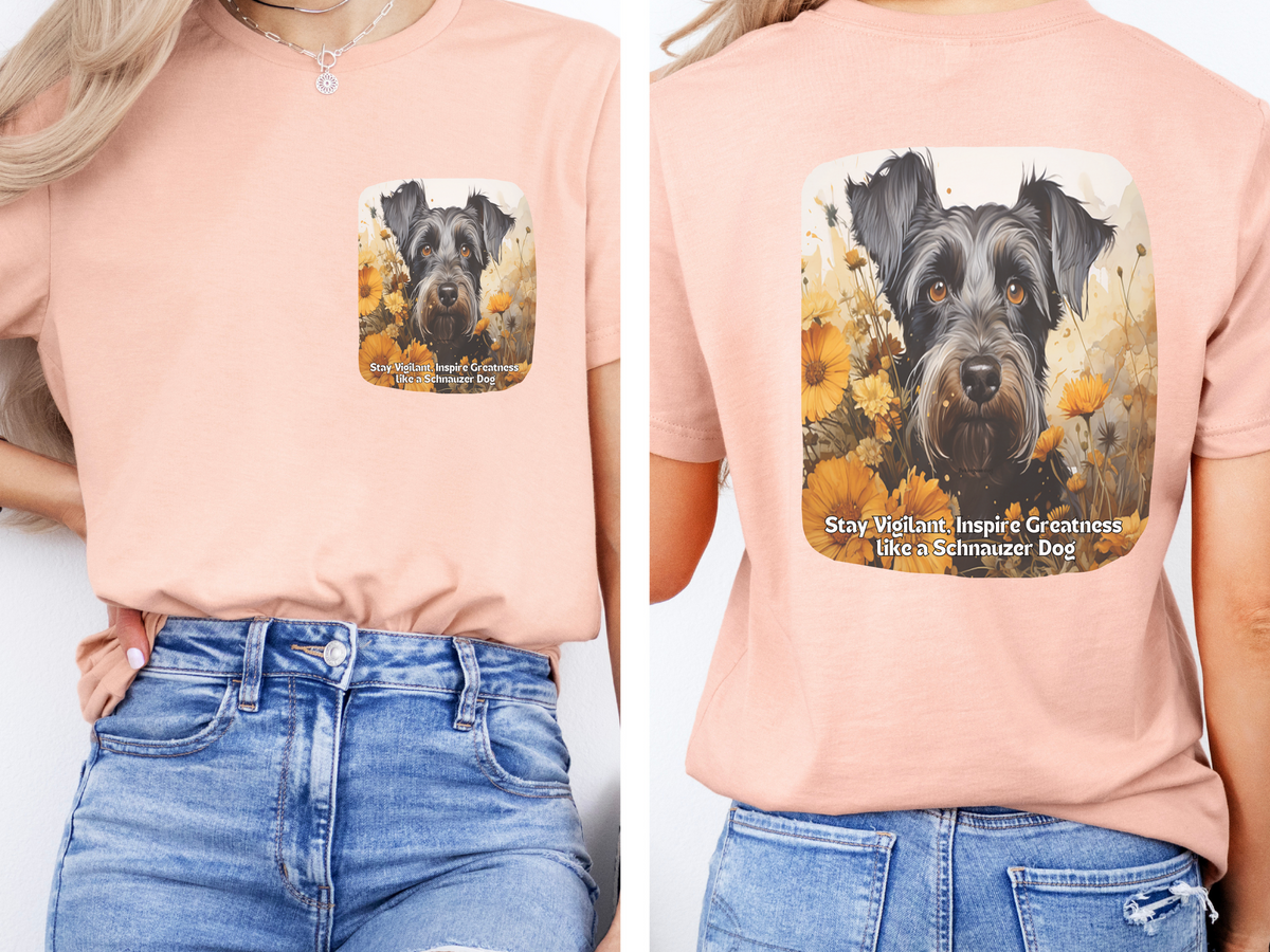 Sunflower Schnauzer Dog T-Shirt – Stay Vigilant & Inspire Greatness | Unisex Tee