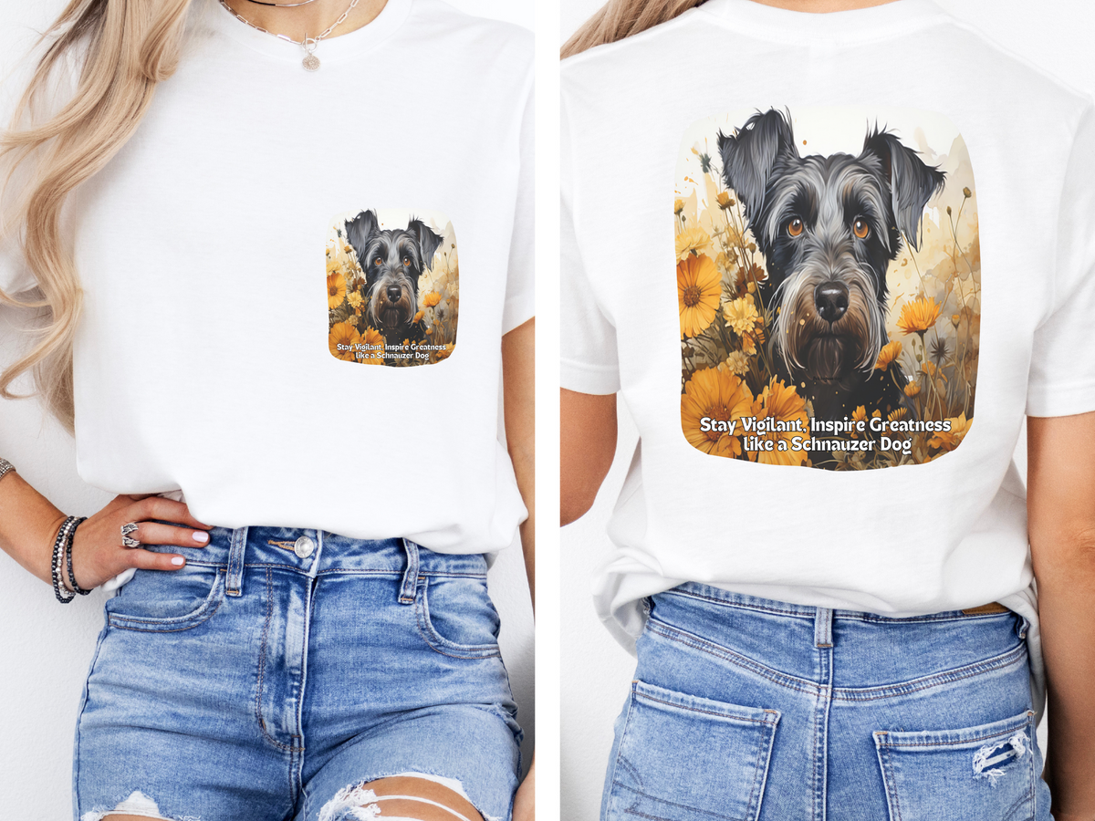 Sunflower Schnauzer Dog T-Shirt – Stay Vigilant & Inspire Greatness | Unisex Tee