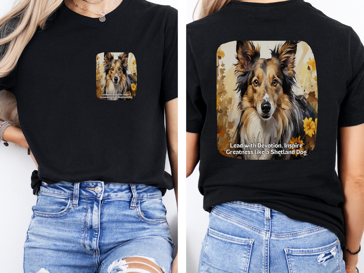 Shetland Sheepdog Sunflower Tee – 'Lead with Devotion' Front & Back Design