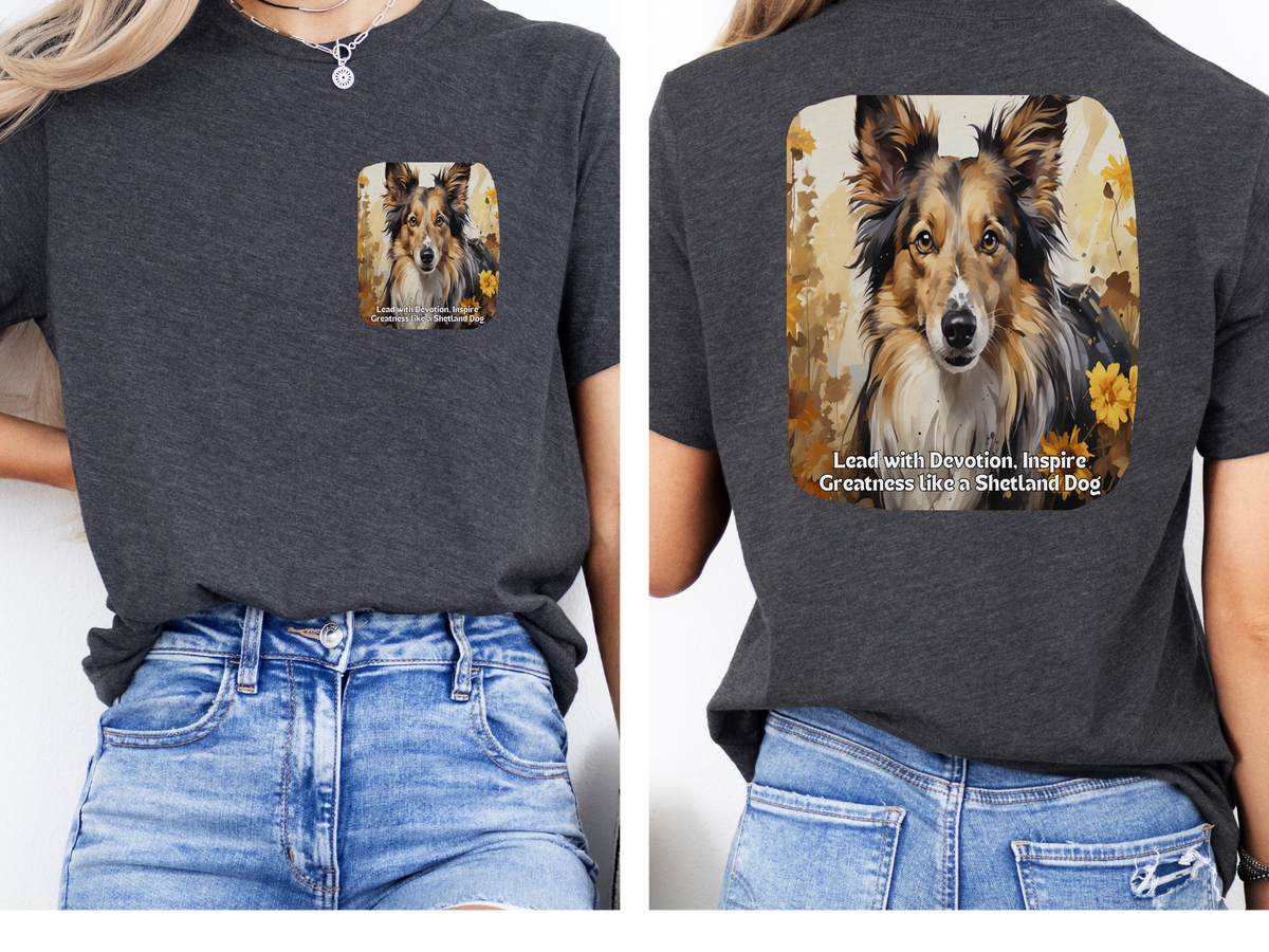 Shetland Sheepdog Sunflower Tee – 'Lead with Devotion' Front & Back Design