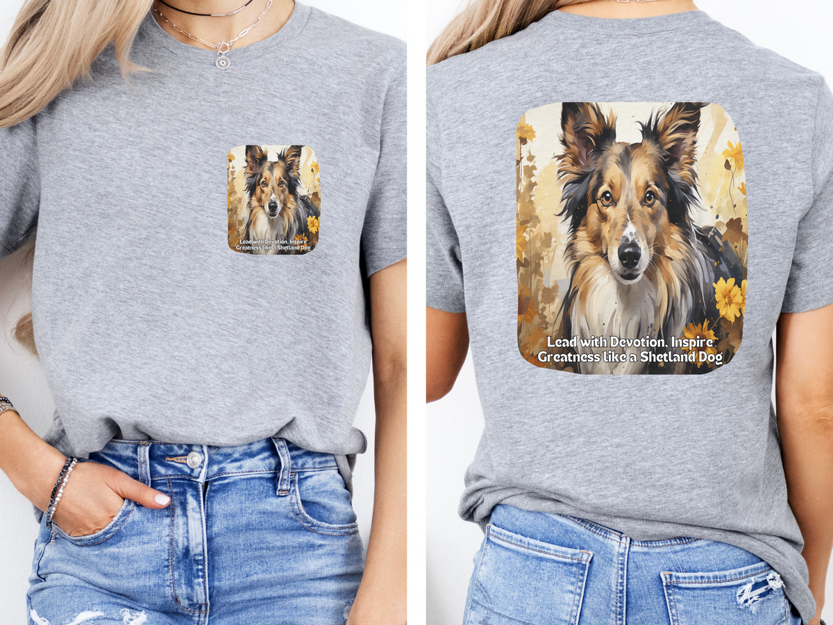 Shetland Sheepdog Sunflower Tee – 'Lead with Devotion' Front & Back Design
