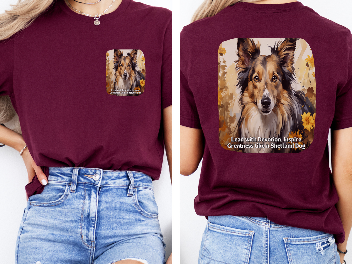 Shetland Sheepdog Sunflower Tee – 'Lead with Devotion' Front & Back Design