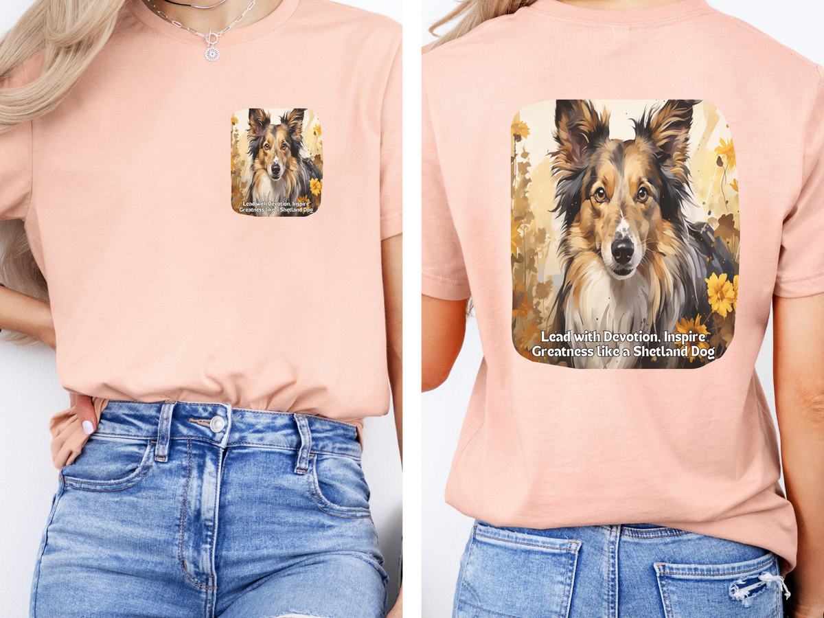 Shetland Sheepdog Sunflower Tee – 'Lead with Devotion' Front & Back Design
