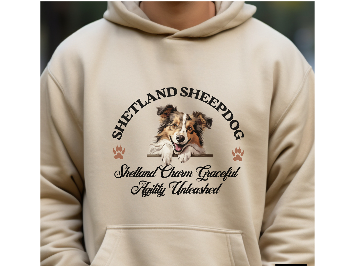 Shetland Sheepdog Hoodie – Graceful Agility & Sheltie Charm – Unisex Dog Lover Pullover