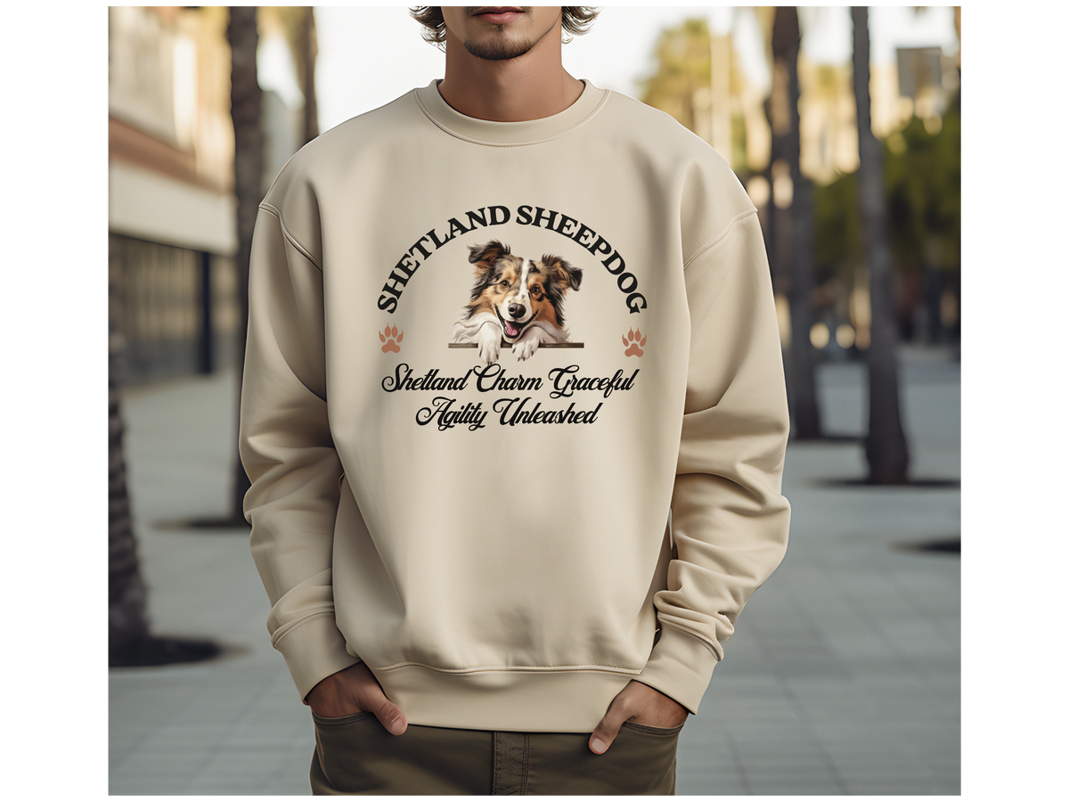 Shetland Sheepdog Sweatshirt – Shetland Charm, Graceful Agility Unleashed – Unisex Dog Lover Apparel